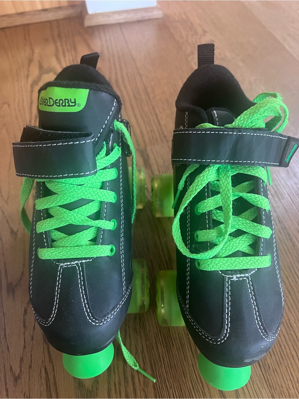 Kids' Black and Neon Green Roller Skates